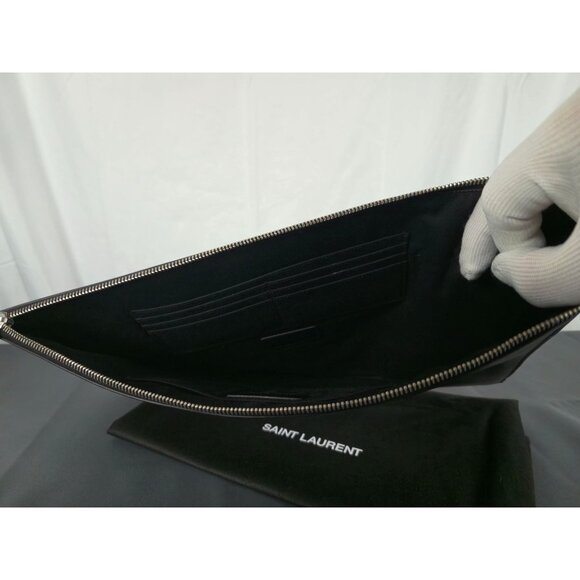 Saint Laurent Waiting For Sunset Black Leather Pouch - Picture 9 of 11